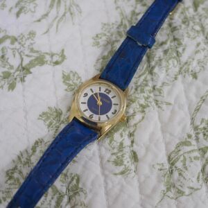 American-vintage Women's Blue and Gold Watch